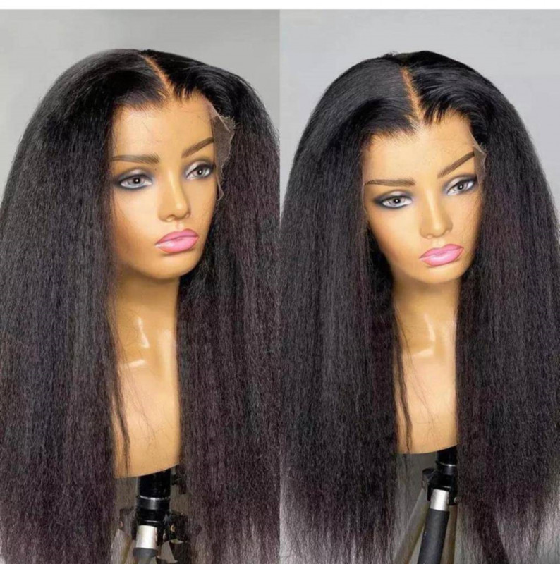 Glueless Women human wigs virgin hair 4x4  kinky straight virgin hair