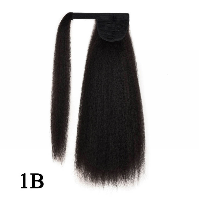 Afro Kinky Yaki Straight Pony Tails Extension Wrap Around Hairpieces Heat Resistant Synthetic Ponytail